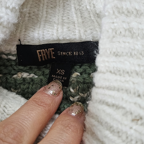 Frye Women's Cowl Neck Sweater - Green, Gray, and Cream - Picture 4 of 4